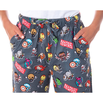 Women's Marvel Comics Avengers Kawaii Allover Character Print Pajama Pants