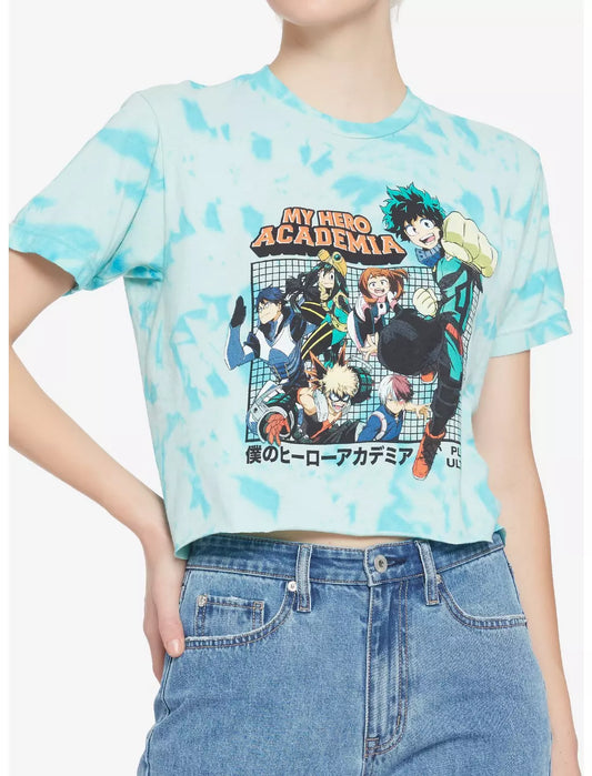 Women Junior's My Hero Academia Characters Grid Tie-Dye Crop T-Shirt - Rex Distributor, Inc. Wholesale Licensed Products and T-shirts, Sporting goods,