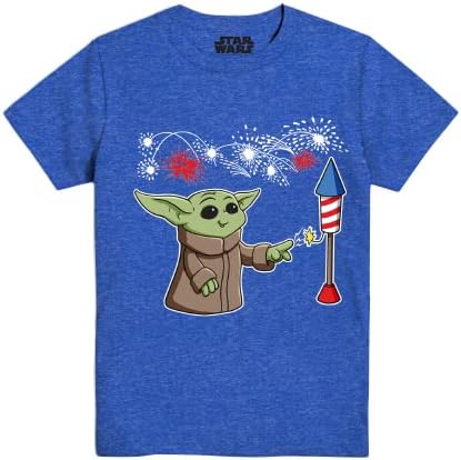 Boy's Star Wars Cute Grogu 4th of July Firecracker Graphic Tee T-Shirt