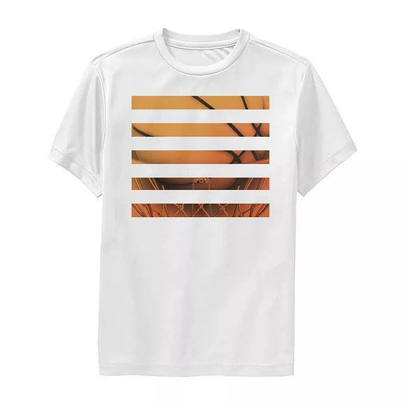 Boys 4-20 White Basketball Stripes Graphic Tee T-Shirt
