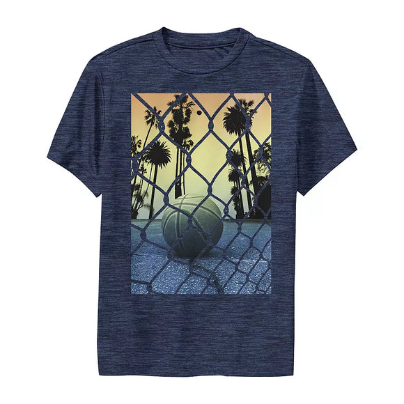 Boys 4-20 Blue Basketball Fence Graphic Tee T-Shirt