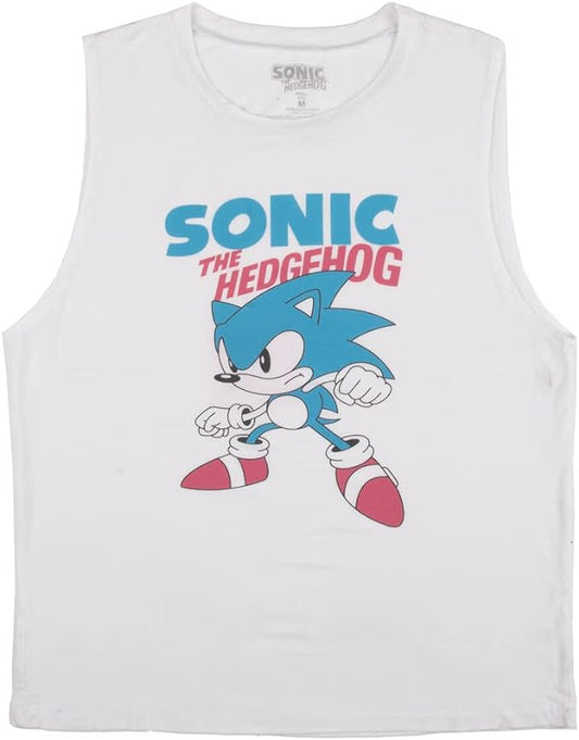 Women's Sonic The Hedgehog Classic Sonic Crew Neck Sleeveless White Tank Top