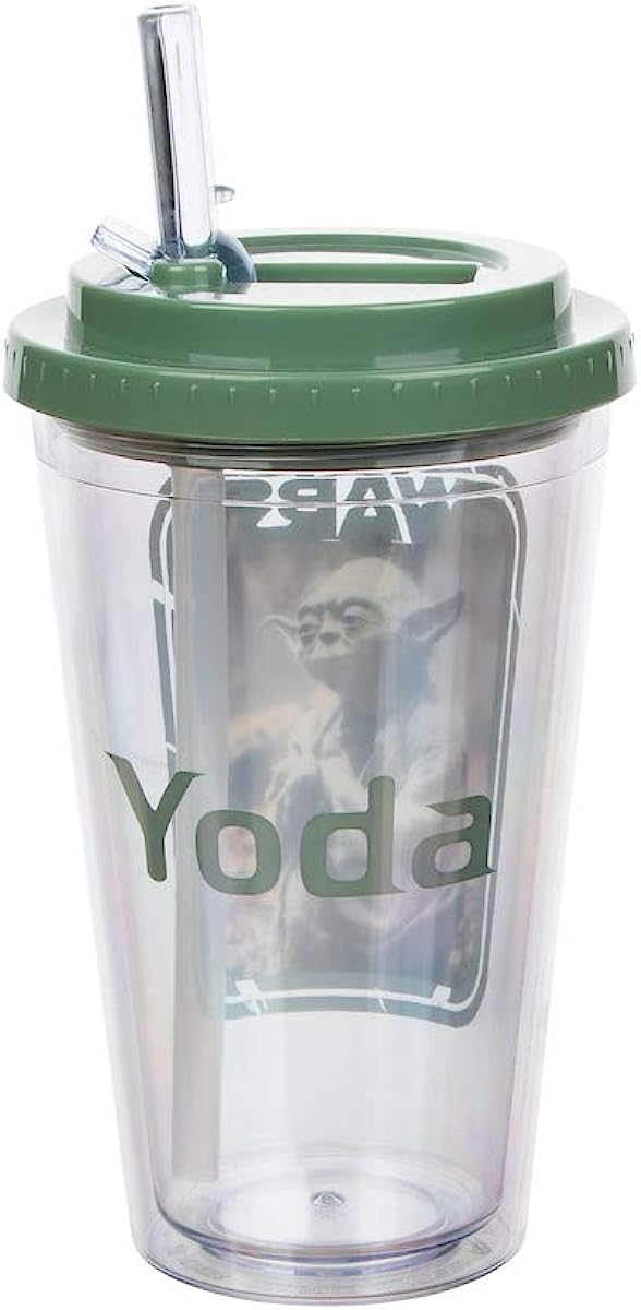 Star Wars Yoda 16 oz. Flip Straw Acrylic Cup