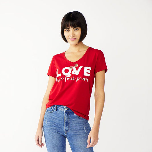 Women's Celebrate Together™ Red Love Has Four Paws Graphic Tee T-Shirt