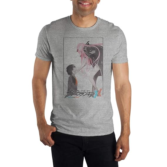 Mens Darling in The Franxx Anime Cartoon Grey Graphic Tee T-Shirt - Rex Distributor, Inc. Wholesale Licensed Products and T-shirts, Sporting goods,