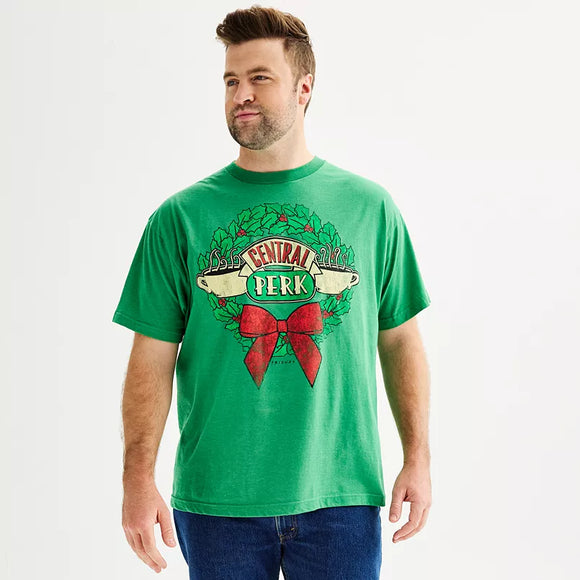 Men's Green Big & Tall  Friends Central Perk Wreath T-Shirt