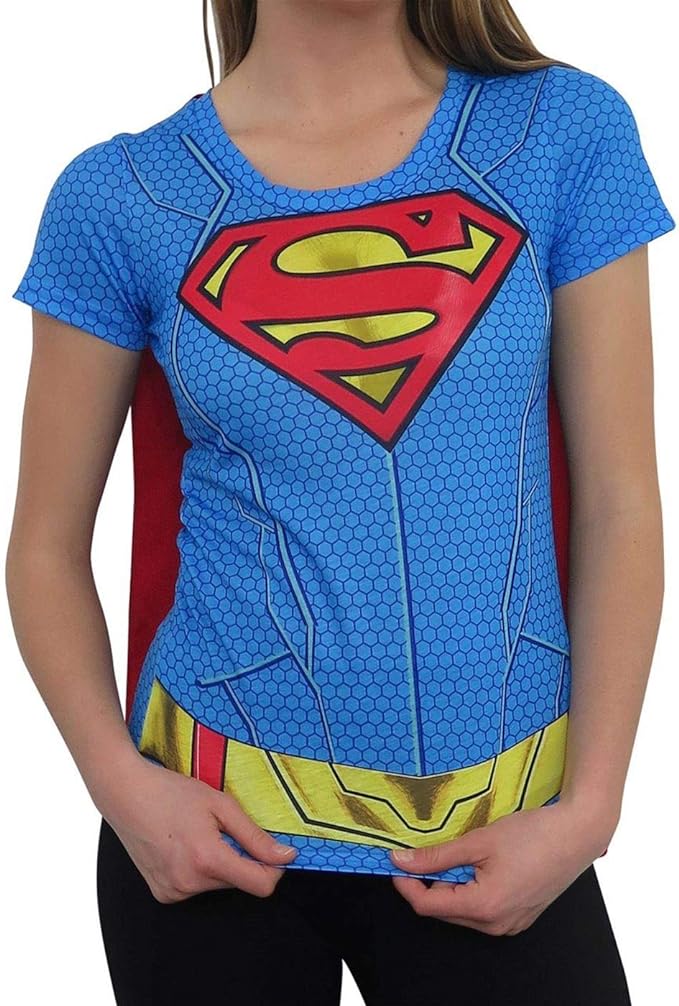 Women Junior's Superman DC Comics Sublimated Cape T-Shirt Tee - Rex Distributor, Inc. Wholesale Licensed Products and T-shirts, Sporting goods,