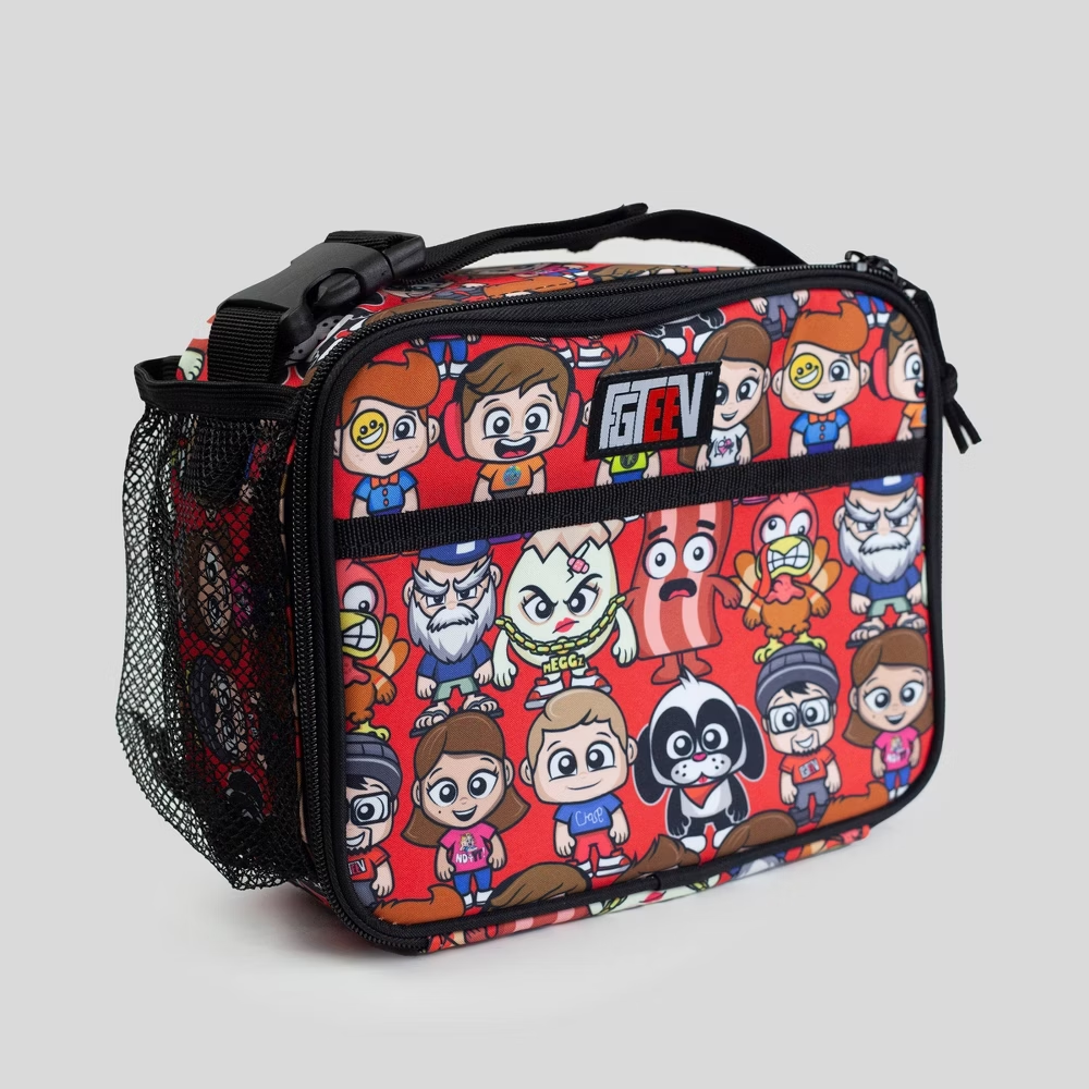 FGTeeV FGTV Lunch Zippered Bag Lunch Box - Red and Black