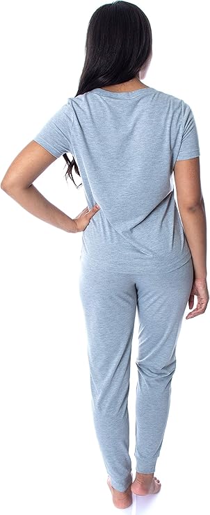 Women's Star Wars The Mandalorian Baby Yoda Wake Up Face Shirt and Jogger Pants 2 Piece Loungewear Pajama Set