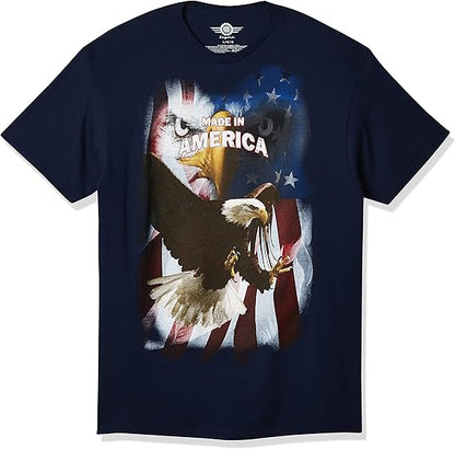 Men's Montage God Bless America USA Flag Eagle Home of The Brave T-Shirt Tee