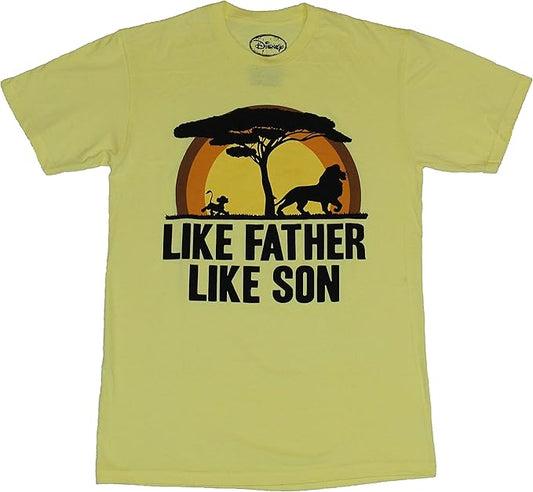 Men's Yellow The Lion King Like Father Like Son Graphic Tee T-Shirt