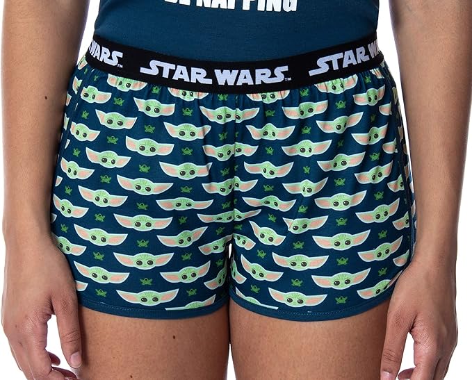 Women's Star Wars The Mandalorian Baby Yoda Rather Be Napping Racerback Tank and Shorts Loungewear Pajama Set