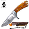 BC 881-YBN  6.5" Yellow Bone Collector Bovine Handle Skinner Knife with Rope Leather Sheath & Lanyard
