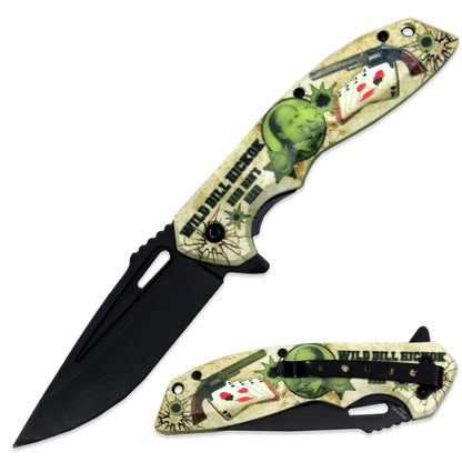 BF 1877-WB 4.75" Glow In The Dark Wild Bill Hickok Assist-Open Folding Knife with Belt Clip