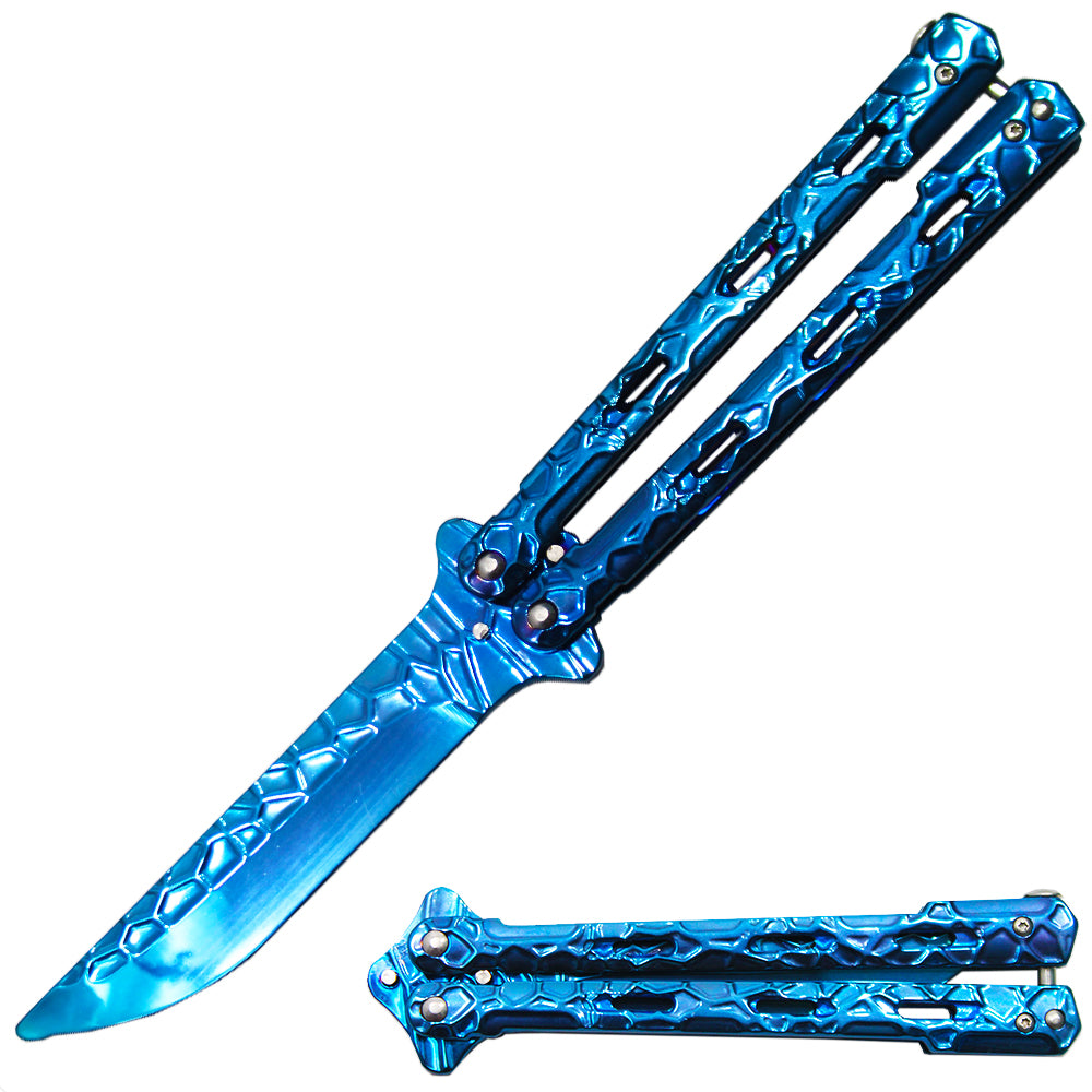 Blue Dragon Butterfly Knife Stainless Steel Blade