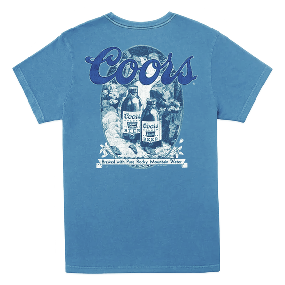 Men's Blue Coors Banquet Distressed Graphic Tee T-Shirt