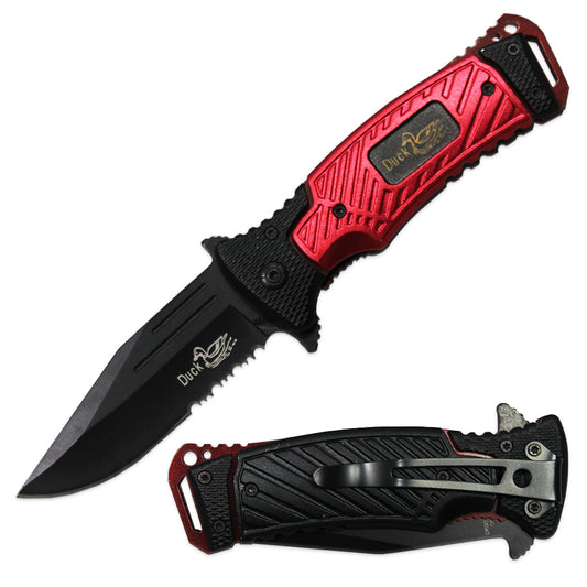 DK 0033-RD 4.5" Red Assist-Open Tactical Handle Duck USA Folding Knife