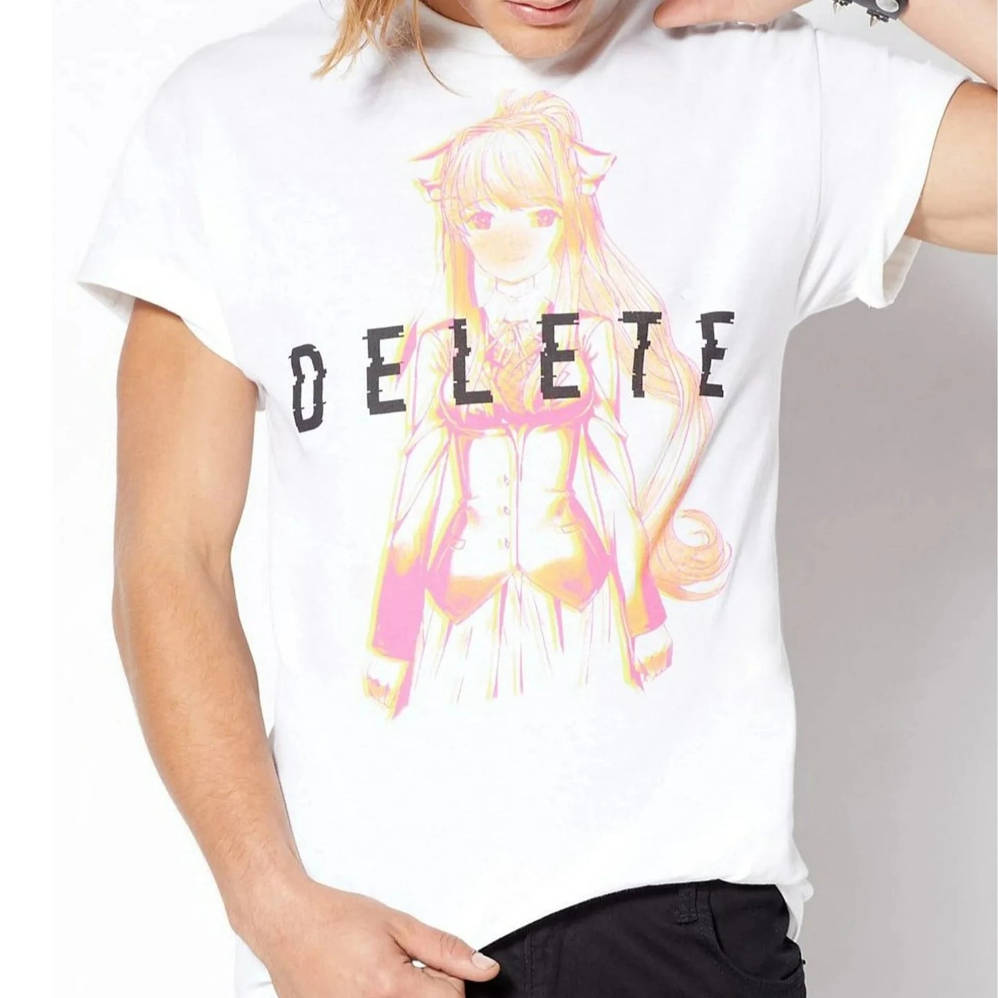 Mens Doki Doki Literature Cub Horror Video Game Delete Monika Tee T-Shirt - Rex Distributor, Inc. Wholesale Licensed Products and T-shirts, Sporting goods,