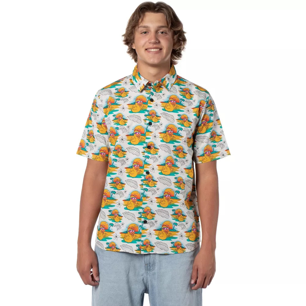 Neff Men's Hawaiian Duck AOP Adult Button-Down Short Sleeve Shirt