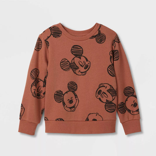 Toddler Boys' Disney Mickey Mouse Pullover Sweatshirt Brown