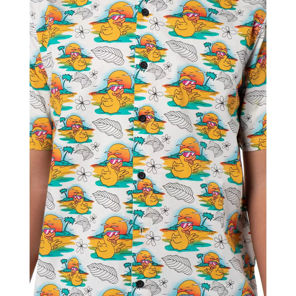 Neff Men's Hawaiian Duck AOP Adult Button-Down Short Sleeve Shirt