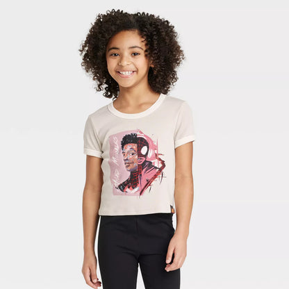 Girls' Marvel Spider-Man: Miles Morales x Nikkolas Smith Cropped Top Beige