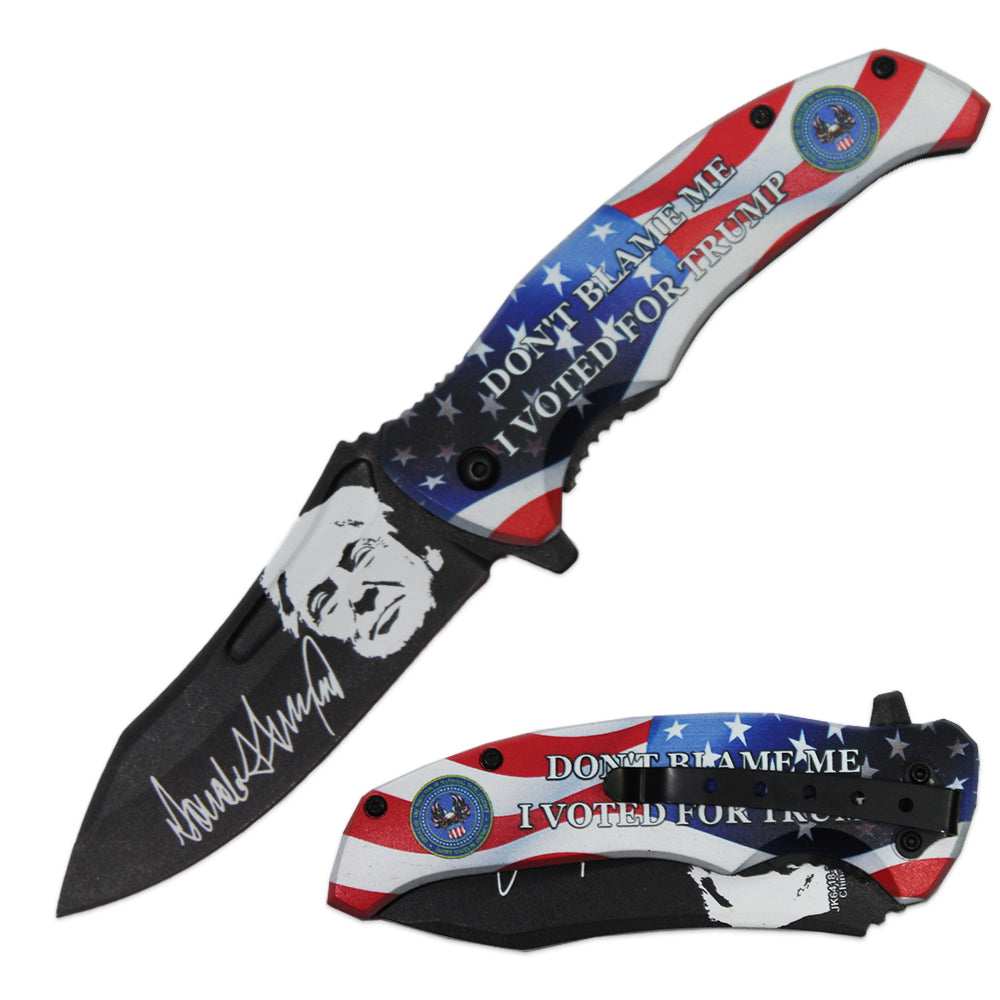 JK 6418-T3 4.5" Trump Vote Double Sided Print Assist-Open Folding Knife with Pocket Clip - Rex Distributor, Inc. Wholesale Licensed Products and T-shirts, Sporting goods,