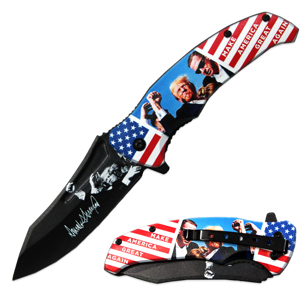 JK 6418-T8 4.5" Double Sided Print Assist-Open Folding Knife with Pocket Clip