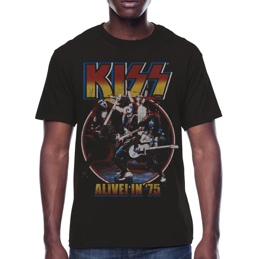 Men's KISS Alive In 75 Graphic Crew Neck T-Shirt Tee - Rex Distributor, Inc. Wholesale Licensed Products and T-shirts, Sporting goods,