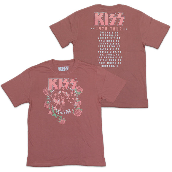 Women Junior's KISS Rose 1976 Tour Graphic Tee T-Shirt
