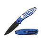 KN 1811-BL 4.25" Blue Skull Assist-Open Folding Knife with belt Clip