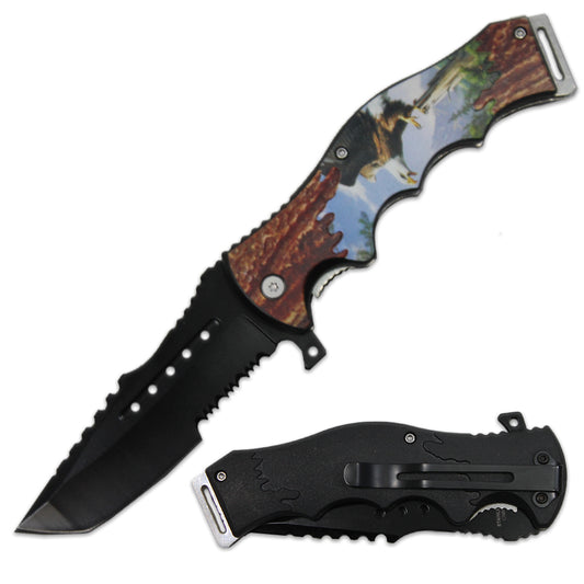 KN 1988-E 4.5" Wood Wild Life Eagle Assist-Open Folding Knife - Rex Distributor, Inc. Wholesale Licensed Products and T-shirts, Sporting goods,