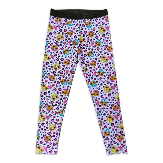 Girls L.O.L. Leopard Print & LOL Doll Heads Poly Leggings