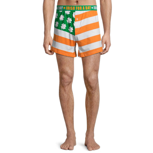 Men's Mad Engine St. Patrick's Irish For A Day Shamrock Flag Boxer Shorts