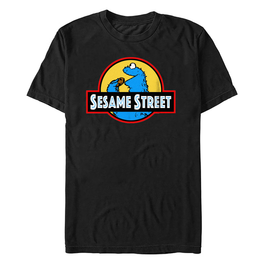 Men's Sesame Street Cookie Jurassic Park T-Shirt Tee