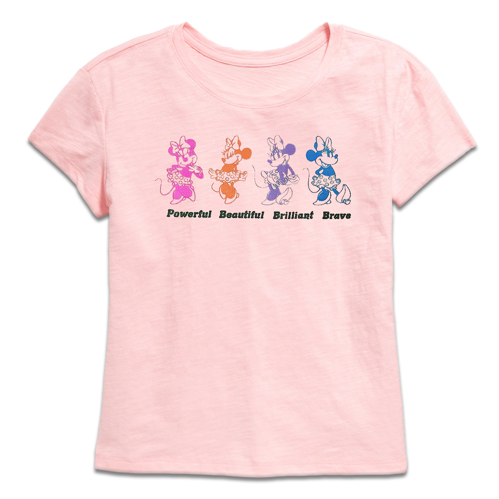 Girl's Pink Minnie Mouse Powerful Graphic Tee T-Shirt