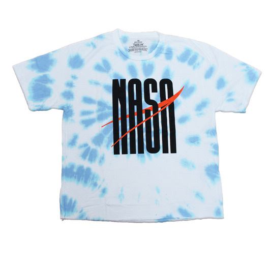 Women Junior's Blue Wash NASA Graphic Crop T-Shirt Tee