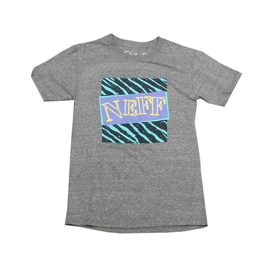 Men's Grey Heather NEFF Stencil Retro Graphic Tee T-Shirt