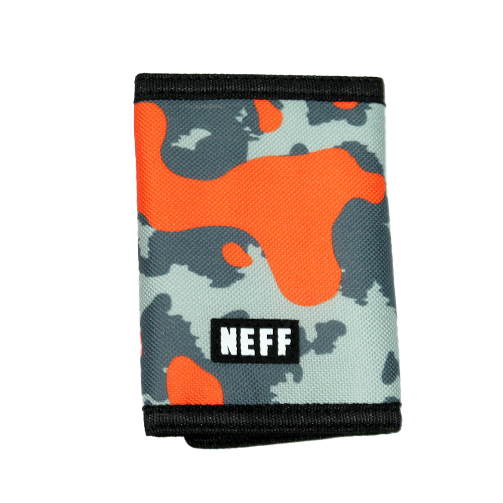 NEFF Orange Camo Trifold Wallet Black Hook & Loop