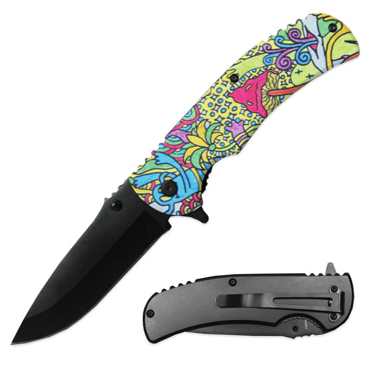 PK 1536-2 4.5" Contemporary Art Metal Handle Assist-Open Folding Knife