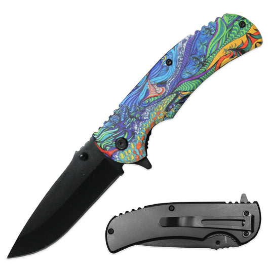 PK 1536-4 4.5" Contemporary Art Metal Handle Assist-Open Folding Knife