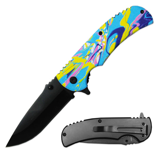 PK 1536-6 4.5" Contemporary Art Metal Handle Assist-Open Folding Knife