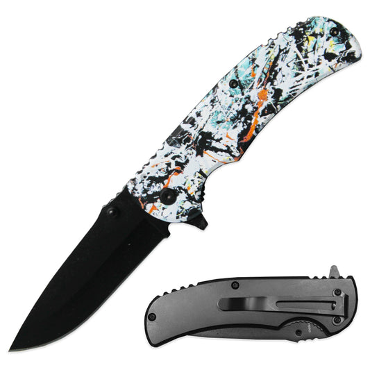 PK 1536-9 4.5" Contemporary Art Metal Handle Assist-Open Folding Knife