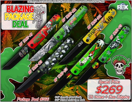 PKG DEAL #166 72 PCS Marijuana Pocket Knives Blazing Package Deal - Free Shipping