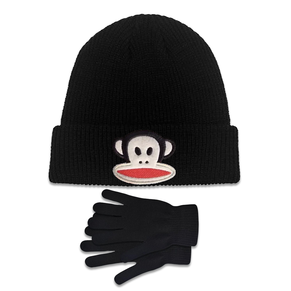 Paul Frank Julius Black Beanie Hat Set