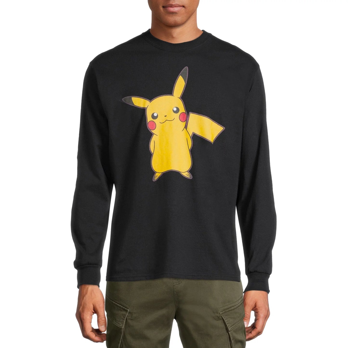 Men's Pokemon Pikachu Graphic T-Shirt with Long Sleeves