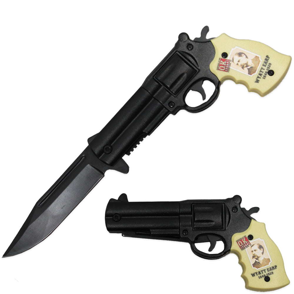 RR 201-WE 5" Wyatt Earp Revolver Assist-Open Folding Knife with Belt Clip