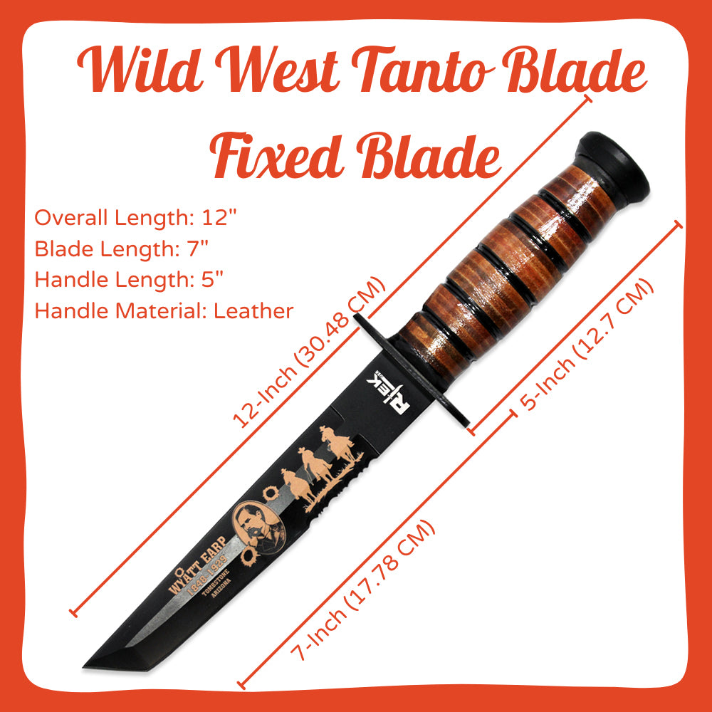 RT 6686-WE 12" Rtek Wyatt Earp Tanto Blade Fixed Blade Knife with Sheath