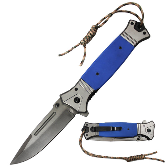 RT 2856-BL 6" Jumbo Blue G-10 Handle Assist Open Folding Knife with Paracord