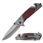 RT 2941-WD 4.75" Wood Handle Assist Open Folding Knife with Belt Cutter & Glass Breaker - Rex Distributor, Inc. Wholesale Licensed Products and T-shirts, Sporting goods,